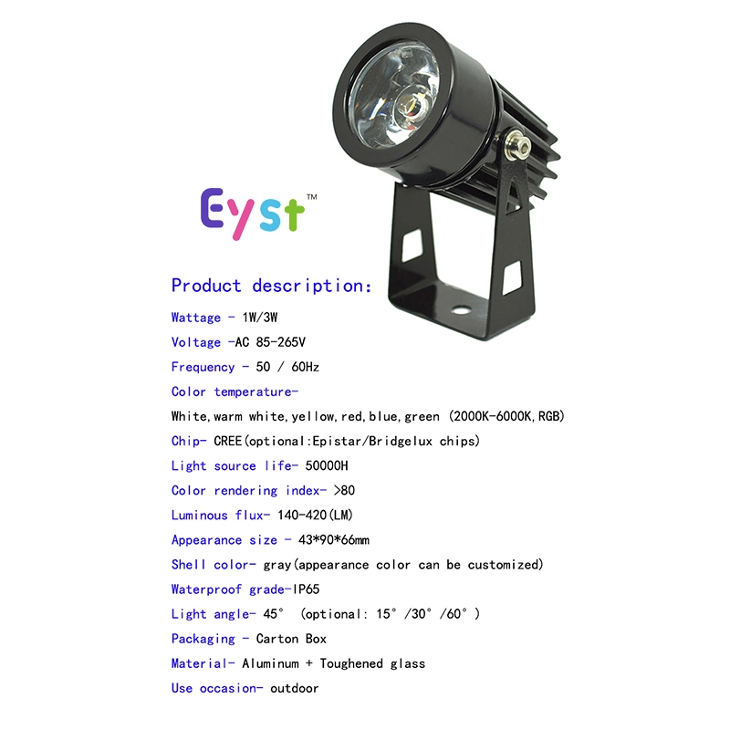 China Suppliers Hot Selling Custom Shell Mini Outdoor Flood Light IP65 3W LED Spot Light