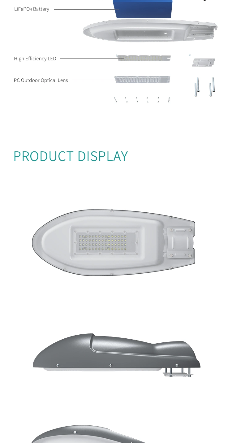 50W Solar Street Light Solar Energy Powered LED Light with Pure White and Large Capacity Battery