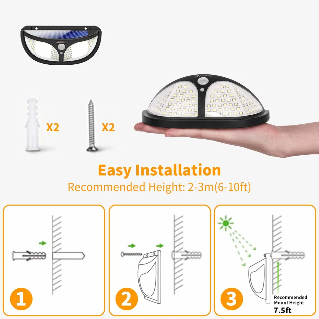 Rechargeable Battery Powered Waterproof IP65 Small LED Light-Operated Solar Sensor Wall Light