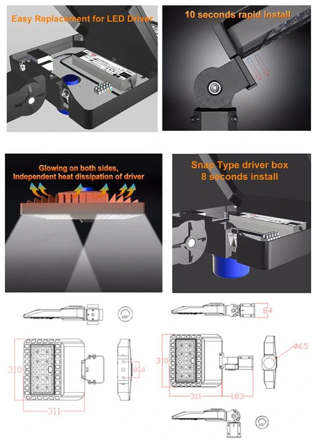 Wholesale High Powered 100W IP66 LED Street Light with Photocell Sensor LED Shoe Box Light