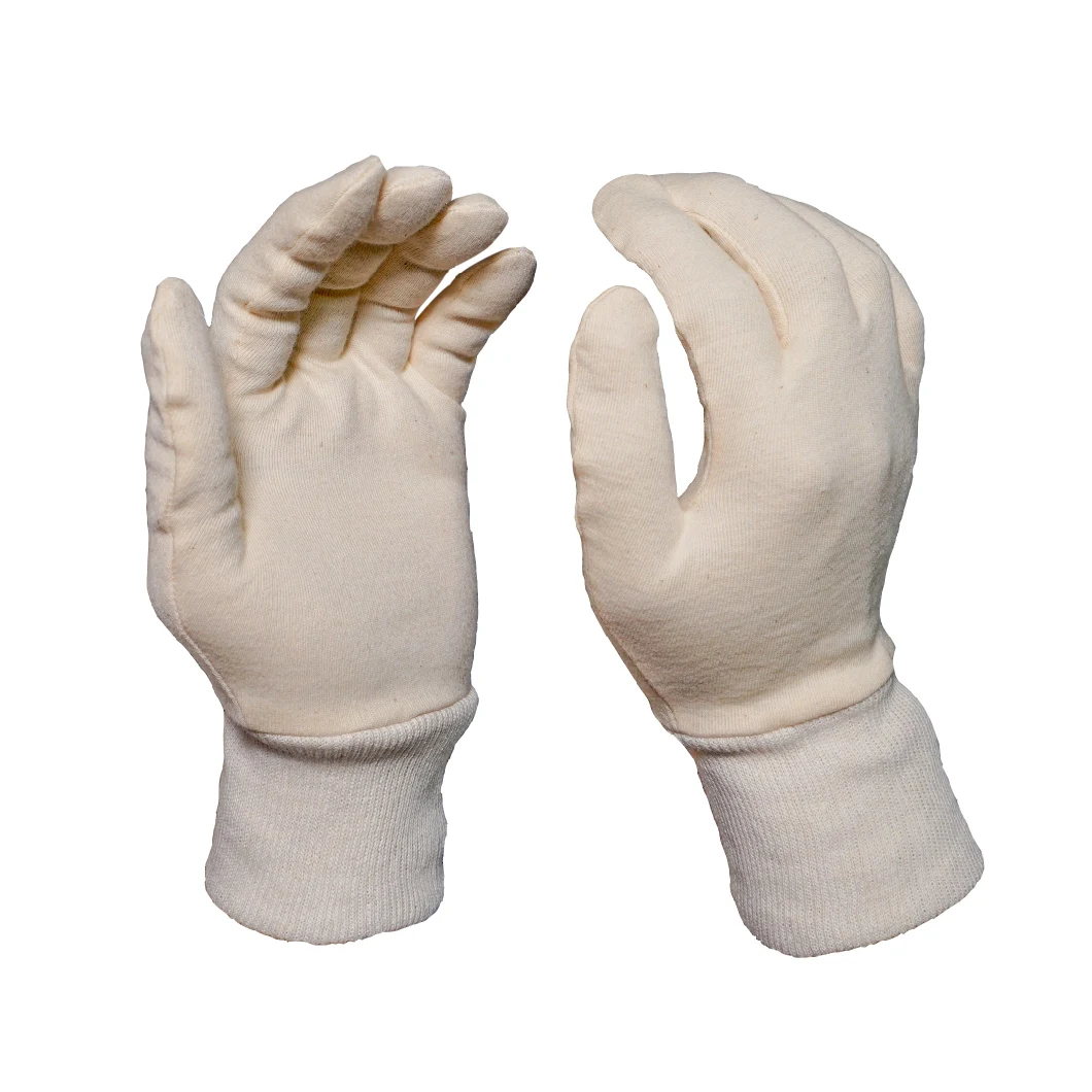 Thick Raw Unbleached Organic Multipurpose White Cotton Knit Wrist Glove