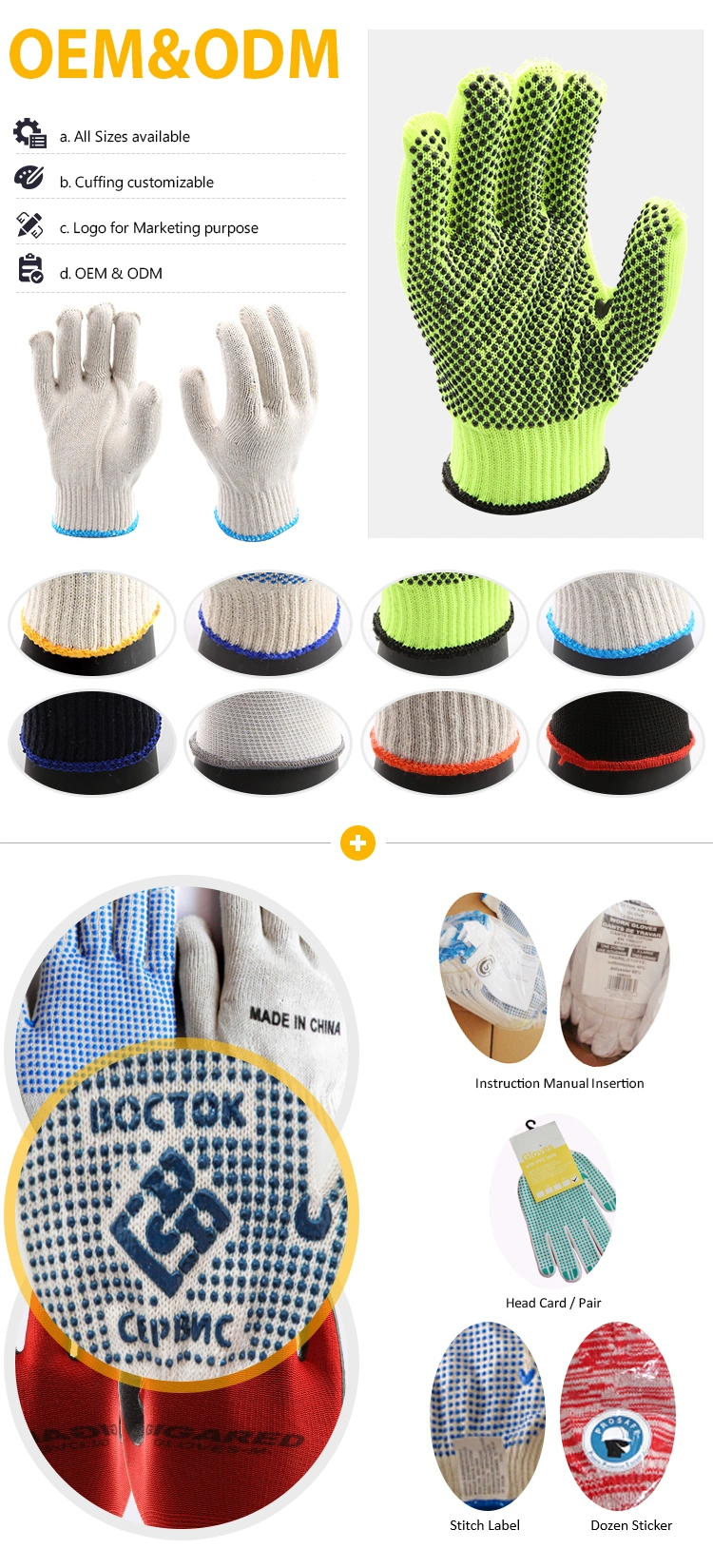 PVC Dotted Knitted Gloves PVC Dotted Working Gloves