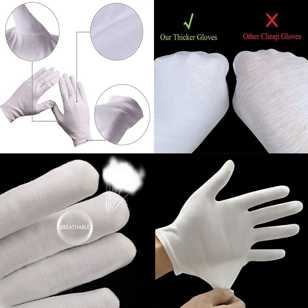 Custom Safety Inspection Parade Cotton Hand Glove Cotton White Gloves for Ceremony and Industry