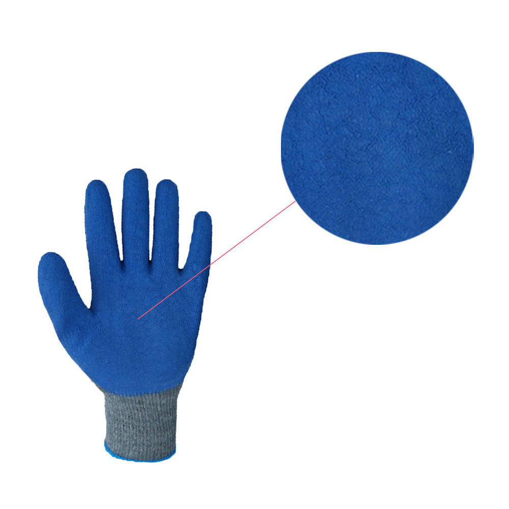 Cheap Blue Coated Latex Gloves Safety Work Gloves Grey Knitted Work Glove