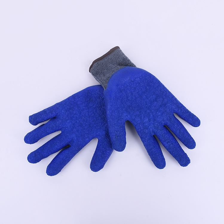 Cheap Blue Coated Latex Gloves Safety Work Gloves Grey Knitted Work Glove
