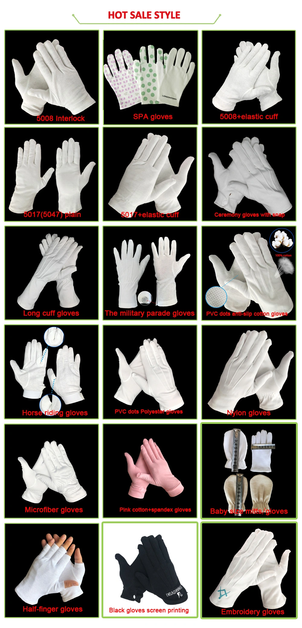 White Square and Compass Cotton Three Lines Masonic Glove