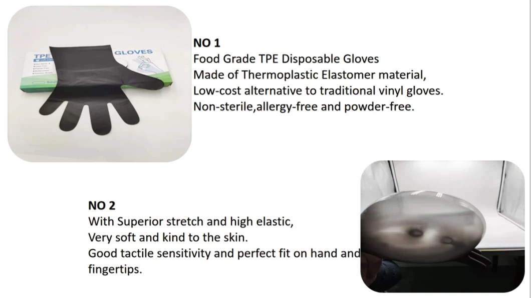 Manufacturers Hot Sell Ready Stock Household Food Contact Black TPE Gloves Black Disposable Gloves