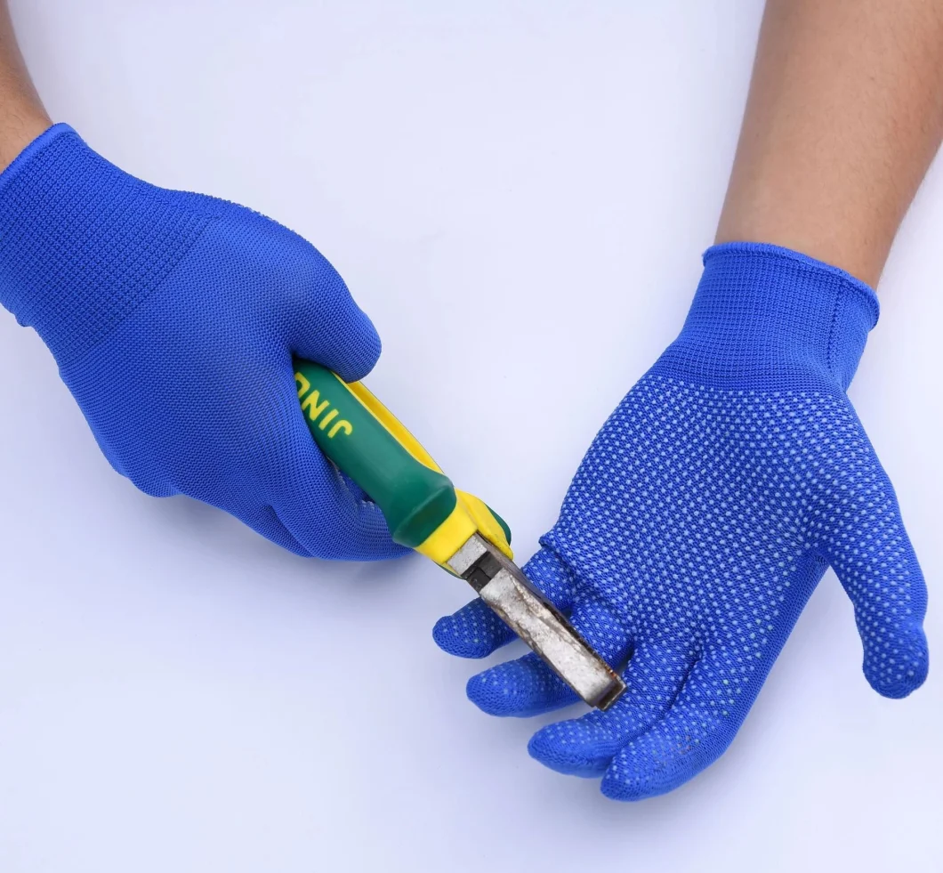 13G Polyester/Nylon Liner PVC Dotted Non-Slip Work Gloves Hand Protection