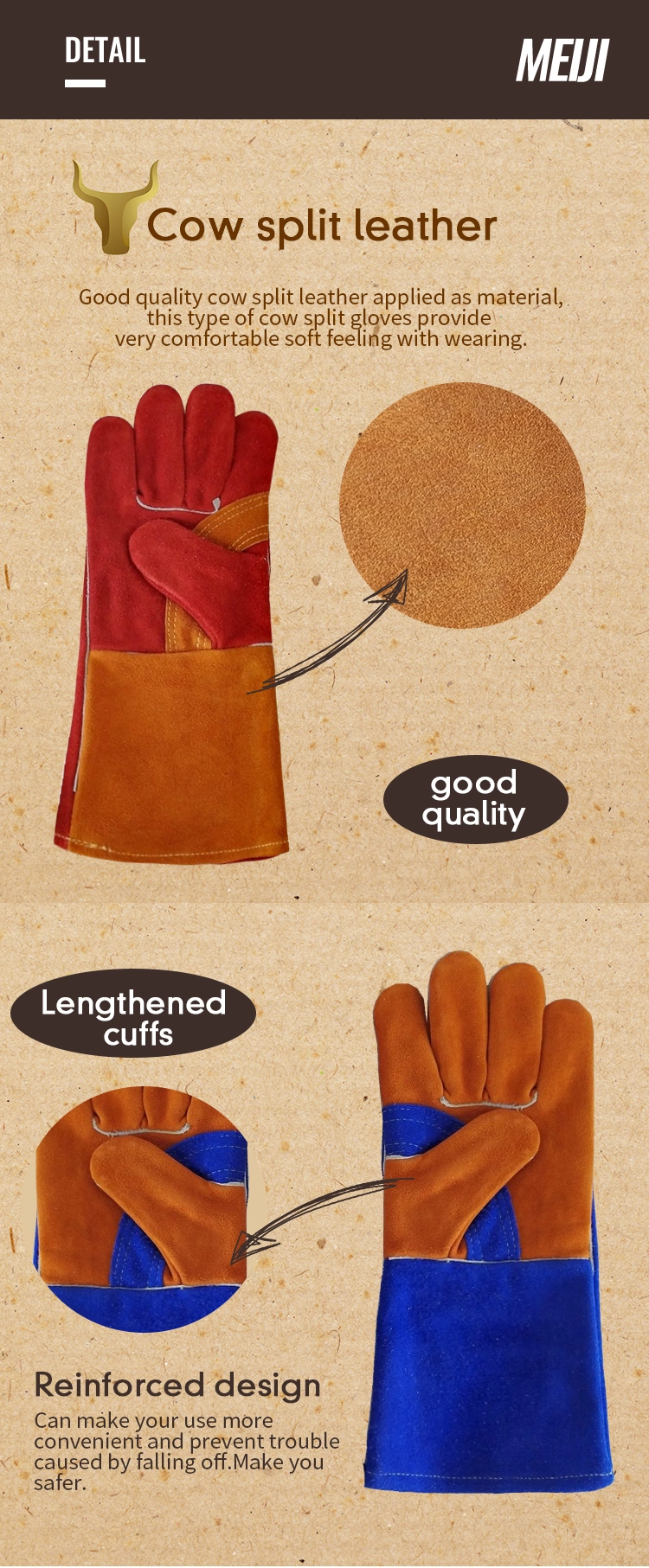 New Style Work Warm Welding Gloves CE Certification Leather Industry Cutting Welding Safety Gloves