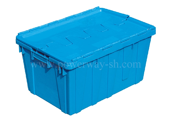 Powerway Heavy Duty Attached Lid Container Lidded Plastic Storage Box