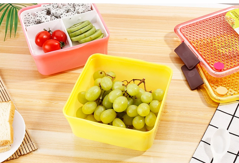 Reusable 3-Compartment Plastic Divided Food Storage  /Bento Lunch Box,