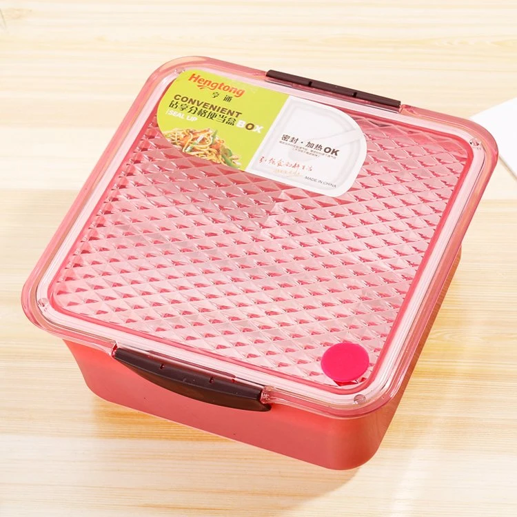 Reusable 3-Compartment Plastic Divided Food Storage  /Bento Lunch Box,