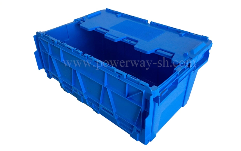 Powerway Heavy Duty Attached Lid Container Lidded Plastic Storage Box