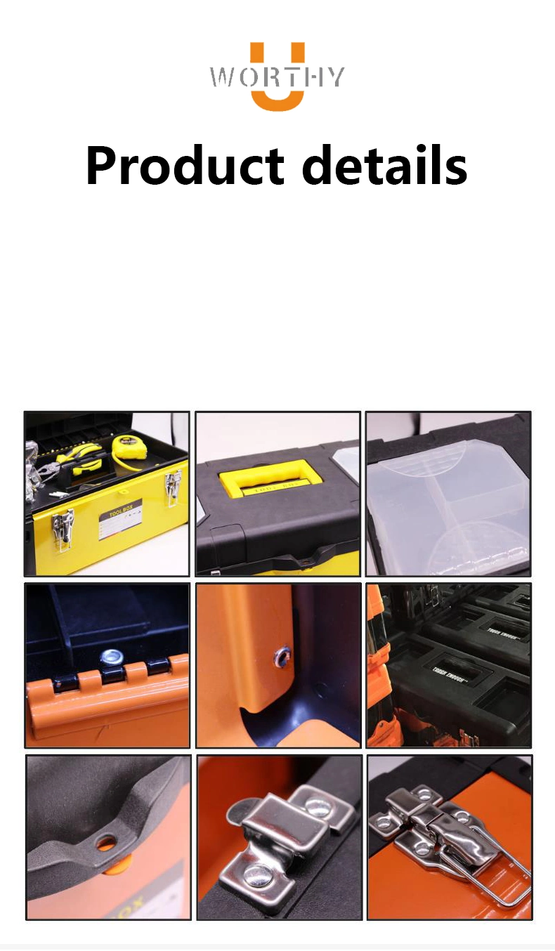 Multifunctional Heavy Duty Toolbox Household Plastic Hardware Tool Box Toolbox Storage with Handle Tray Compartment Case