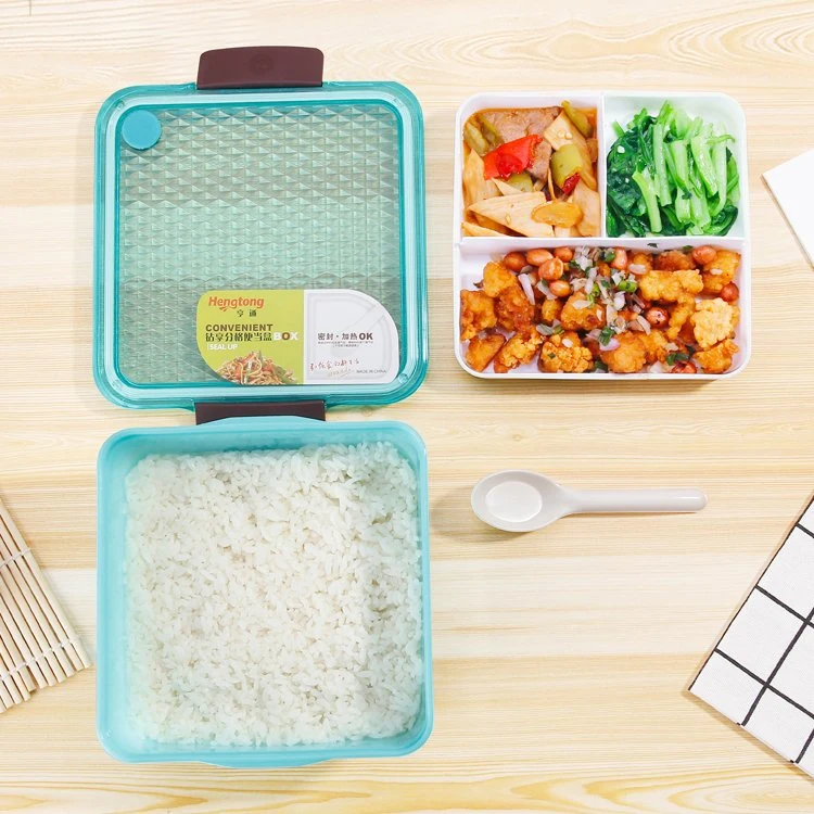 Reusable 3-Compartment Plastic Divided Food Storage  /Bento Lunch Box,