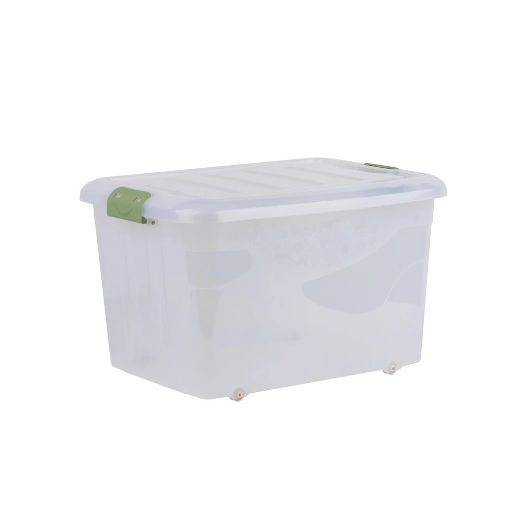 Stackable 60L 80L 120L 150L Large Transparent Clear Plastic Storage Box Bins PP Container with Handle