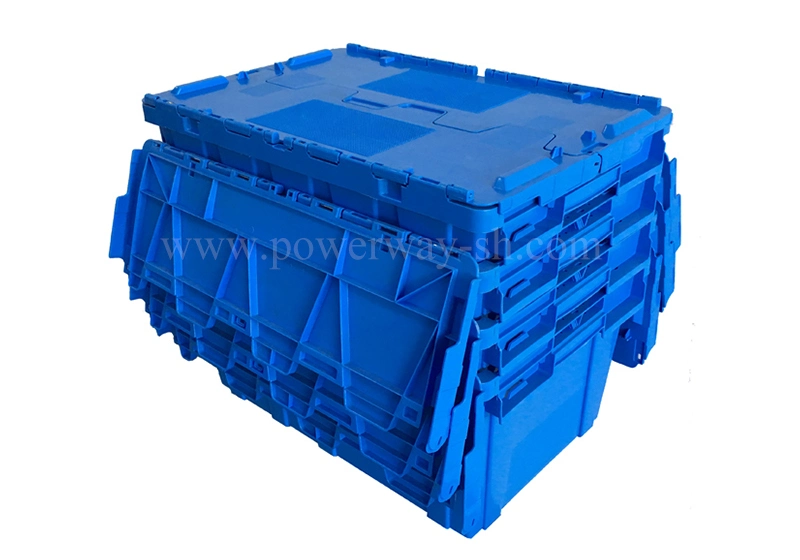 Powerway Heavy Duty Attached Lid Container Lidded Plastic Storage Box