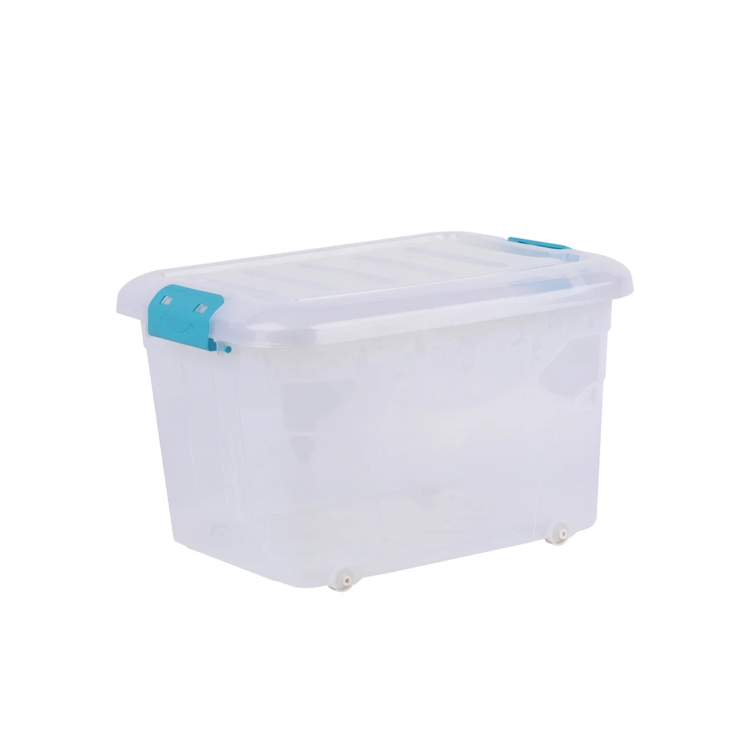 Stackable 60L 80L 120L 150L Large Transparent Clear Plastic Storage Box Bins PP Container with Handle