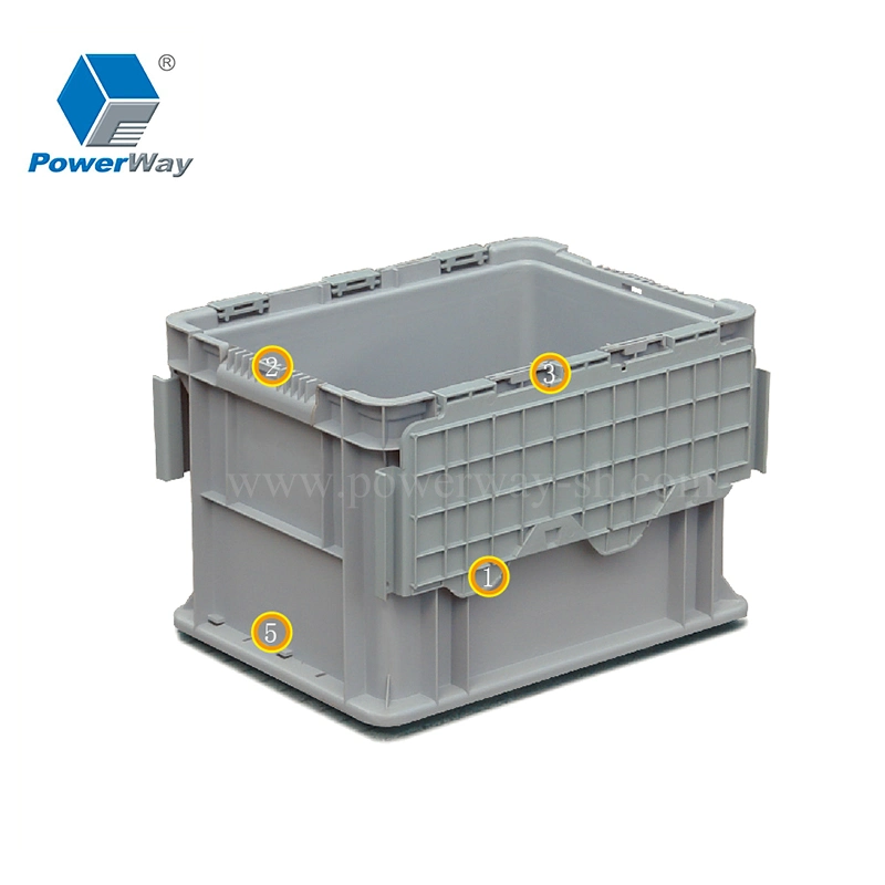 Stackable Easy-Moving Plastic Storage Crate with Attached Lid