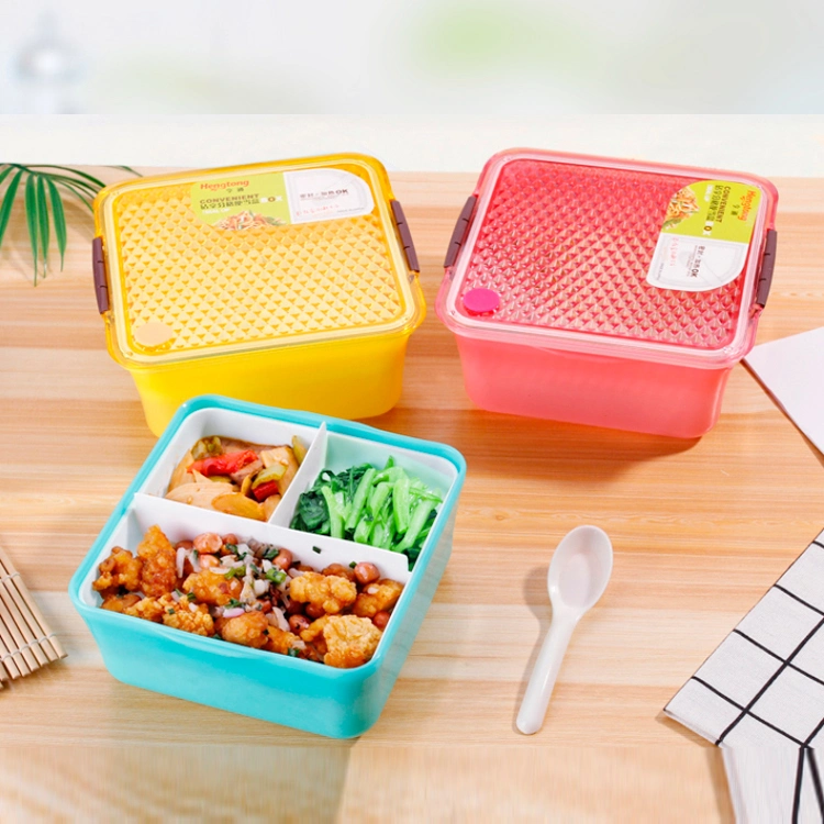 Reusable 3-Compartment Plastic Divided Food Storage  /Bento Lunch Box,