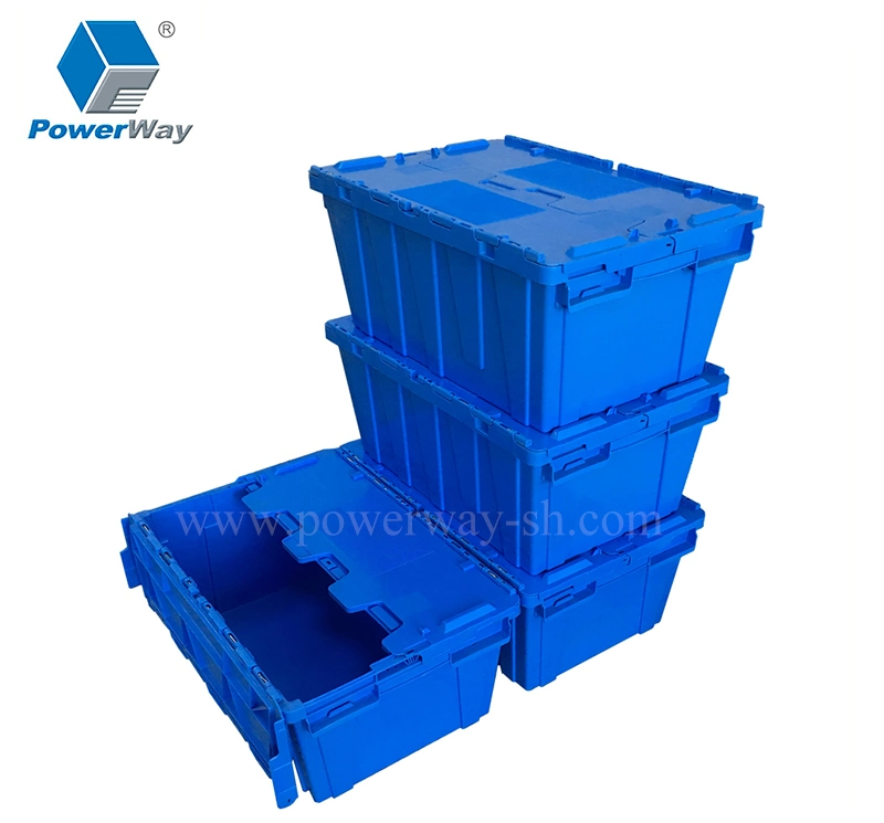 Powerway Heavy Duty Attached Lid Container Lidded Plastic Storage Box