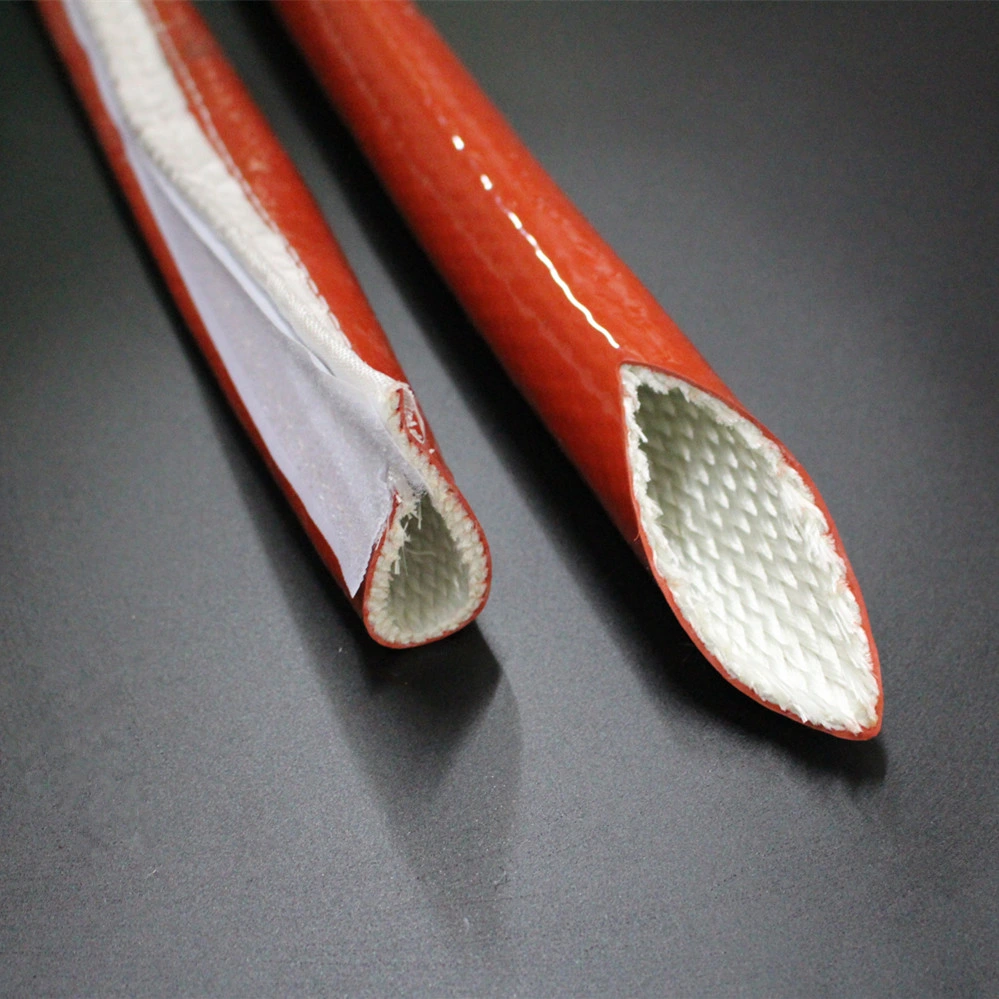 Glass Fiber Braided Steel Fctory Cable Hose Protection Fire Sleeving Silicone Covered Braided Fiberglass Sleeving