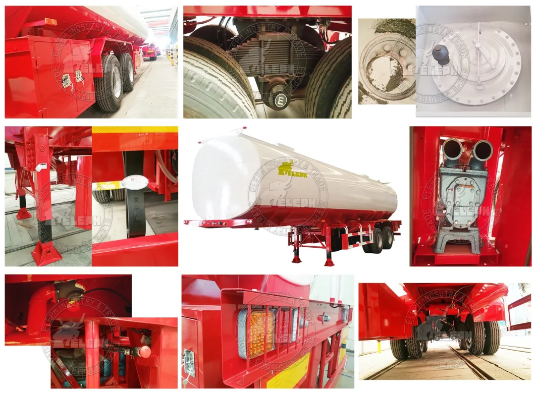 Eleph Brand 30-50 Cbm Carbon Steel 3 Axles Fuel Tanker Semi Truck Trailer Oil Storage Tank Trailer for Sale