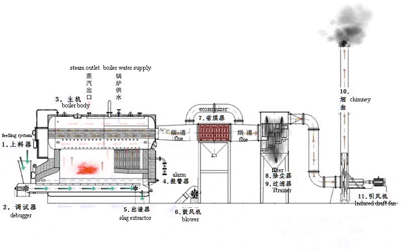 Coal and Biomass Fuel Mixed Firing Chain Grate Steam Boiler