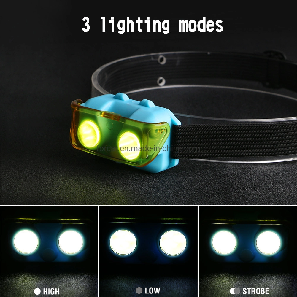 COB LED Mini Headlight 3 Lighting Modes Head Torch Chinese LED Headlamp with Protection Cover