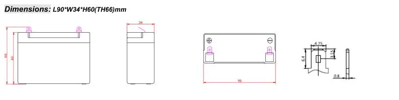 4V3.5ah Longway Lead Acid Battery for Torch/Lighting/UPS