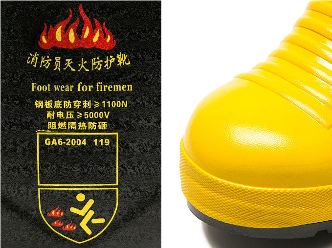 Puncture-Resistant Fireman Fire Fighting Equipment Slip-Resistant Rubber Boots for Footwear