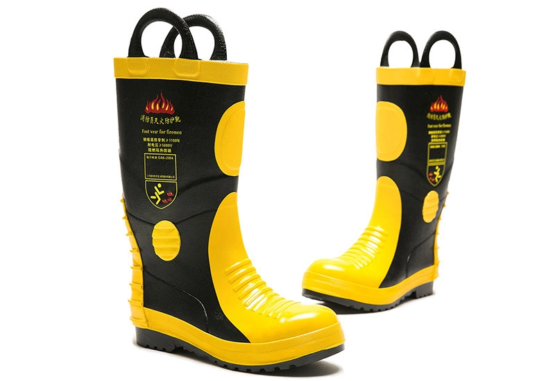 Puncture-Resistant Fireman Fire Fighting Equipment Slip-Resistant Rubber Boots for Footwear