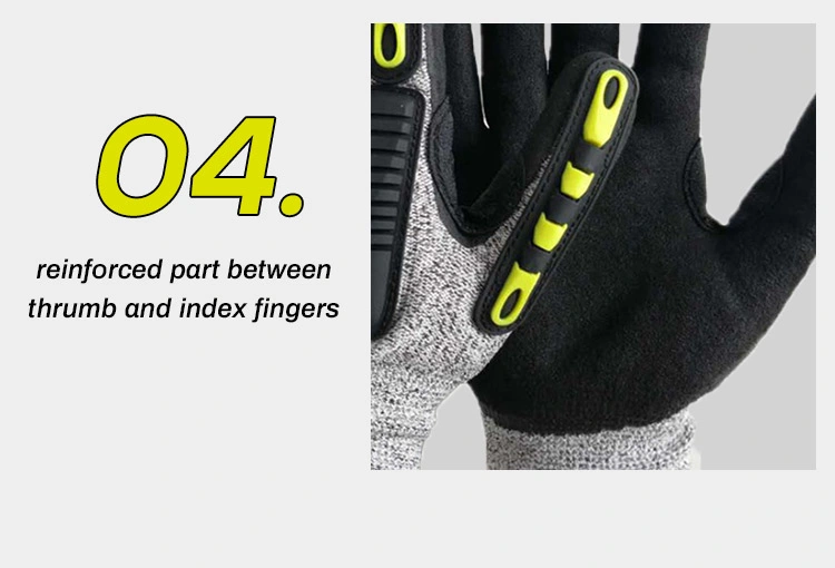 High Quality Hppe Anti Cut 5 Level TPR Back Impact Gloves for Construction Maintenace Work Gloves