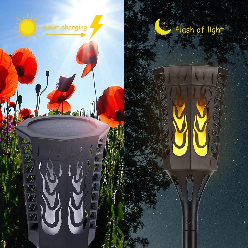 Landscape Decoration Lighting Flickering Flame Solar Torch Lights Dusk to Dawn Outdoor Security Path Light