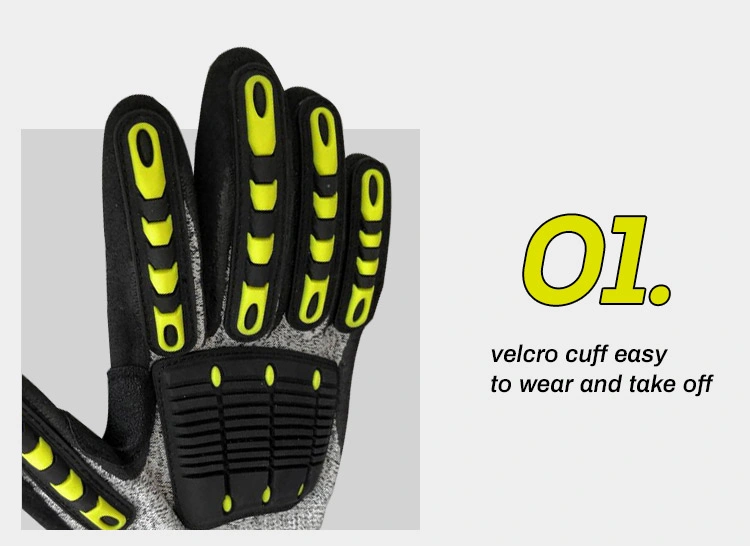 High Quality Hppe Anti Cut 5 Level TPR Back Impact Gloves for Construction Maintenace Work Gloves