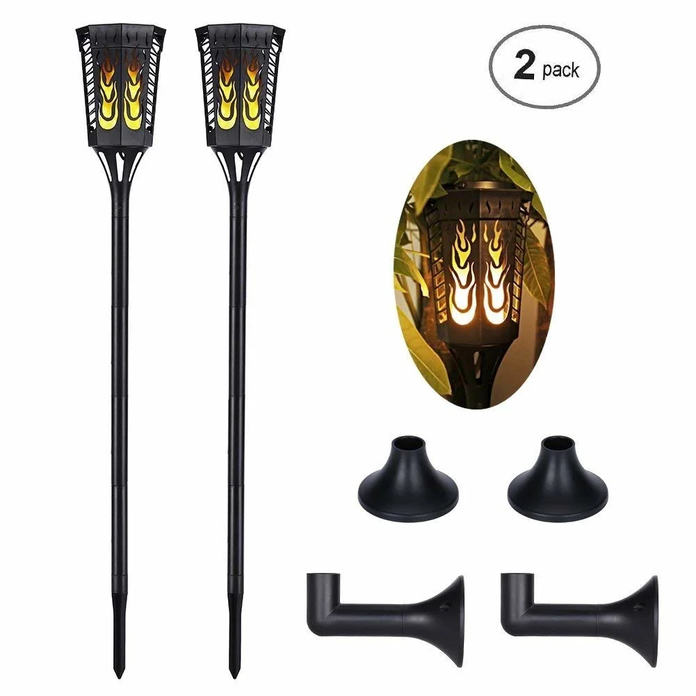 Landscape Decoration Lighting Flickering Flame Solar Torch Lights Dusk to Dawn Outdoor Security Path Light