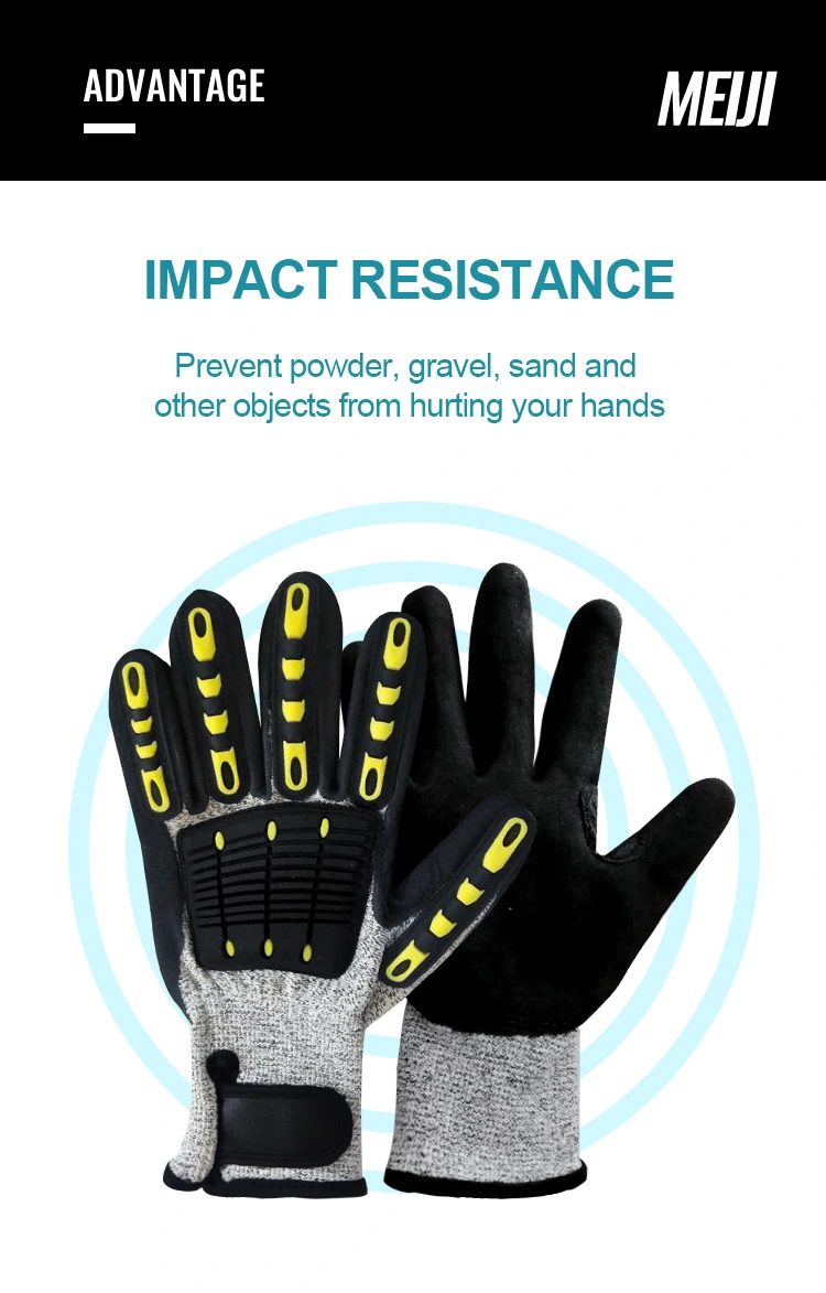 High Quality Hppe Anti Cut 5 Level TPR Back Impact Gloves for Construction Maintenace Work Gloves