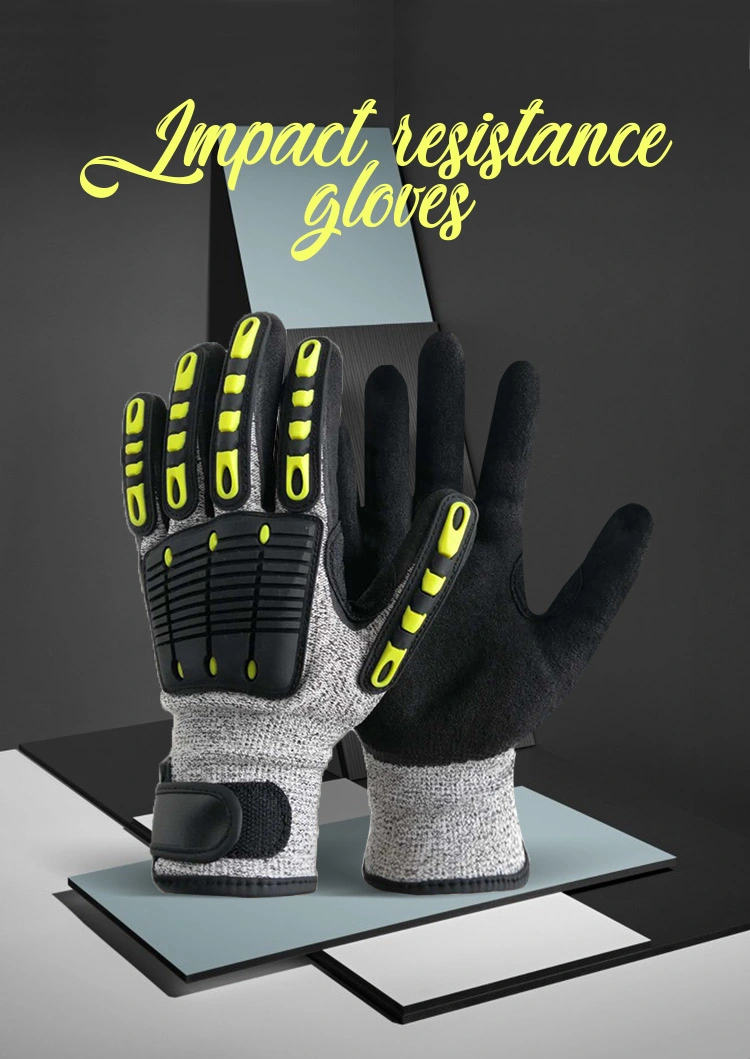 High Quality Hppe Anti Cut 5 Level TPR Back Impact Gloves for Construction Maintenace Work Gloves