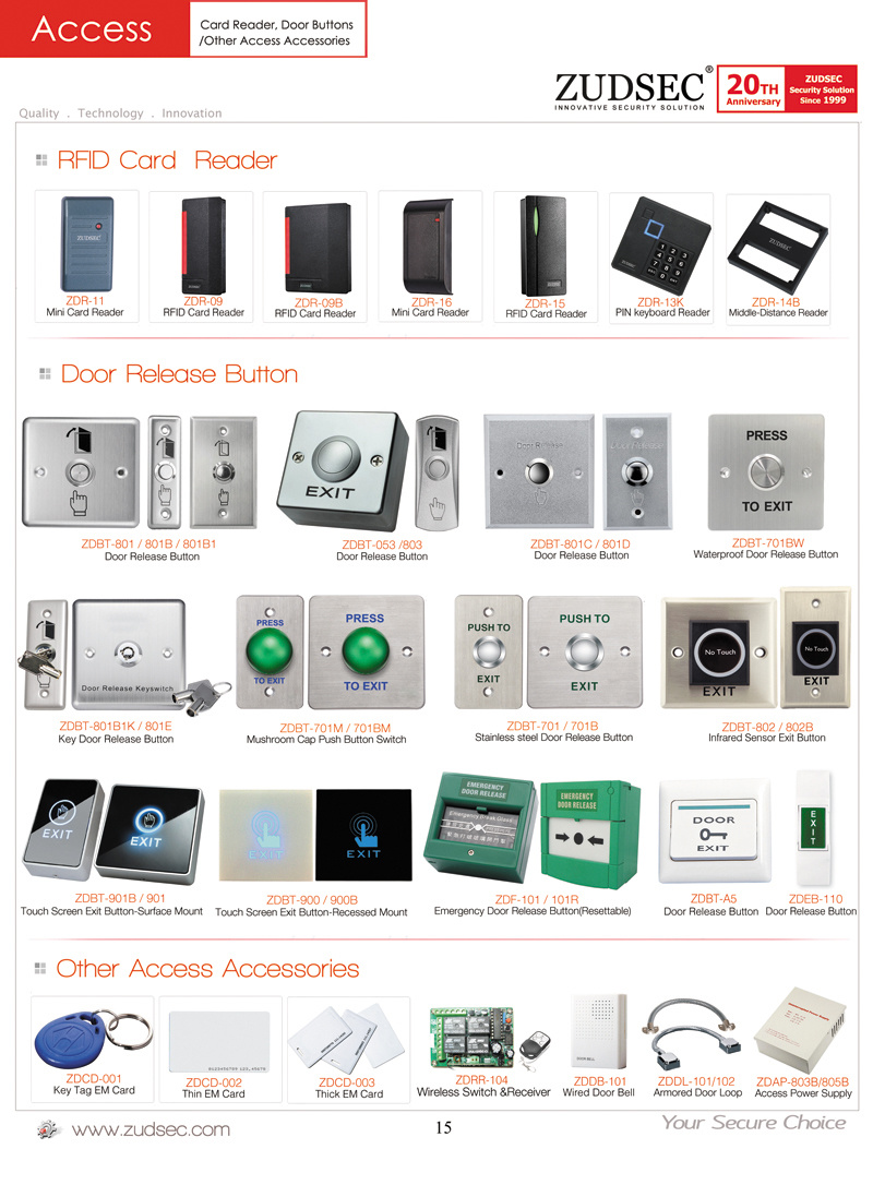 125kHz/13.56MHz Waterproof Standalone Door RFID Access Control Card Reader