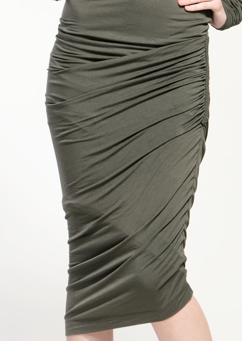 Boutique Designer Fitted Gathering Jersey Knit Elastic Shirring Dress