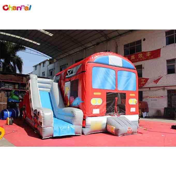 Fire Truck Inflatable Bouncer with Slide Combo Inflatable Jumper Castle