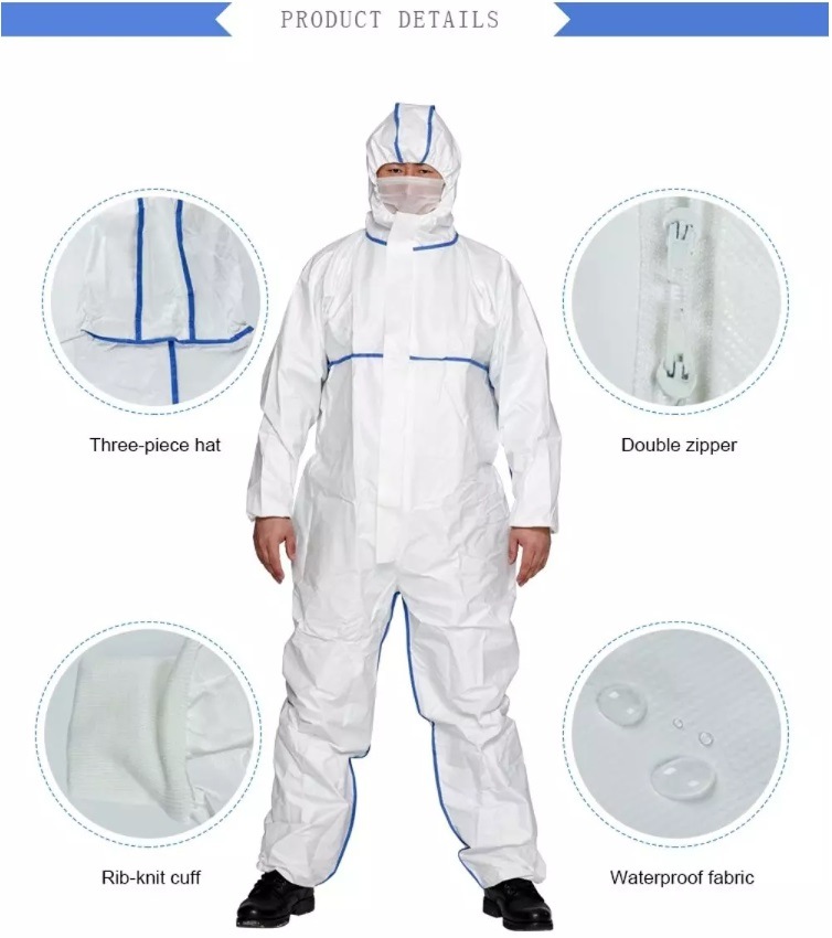 SMS Disposable Non-Woven Fabric Protective Coveralls/Safety Coveralls