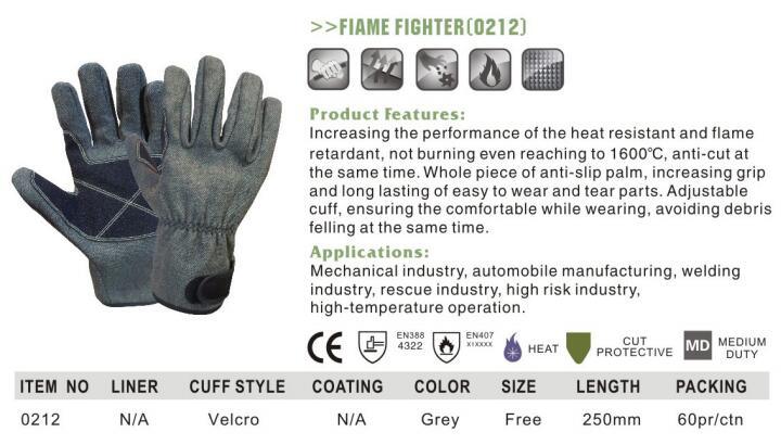 1000 Degree Flame Resistant Anti Cut High Temprature Work Gloves