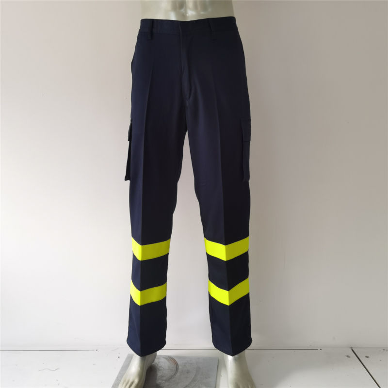 Work Clothing Cotton Comfortable Trousers Multi Pockets Flame Retardant Fireman Cargo Pants with Reflective Tapes