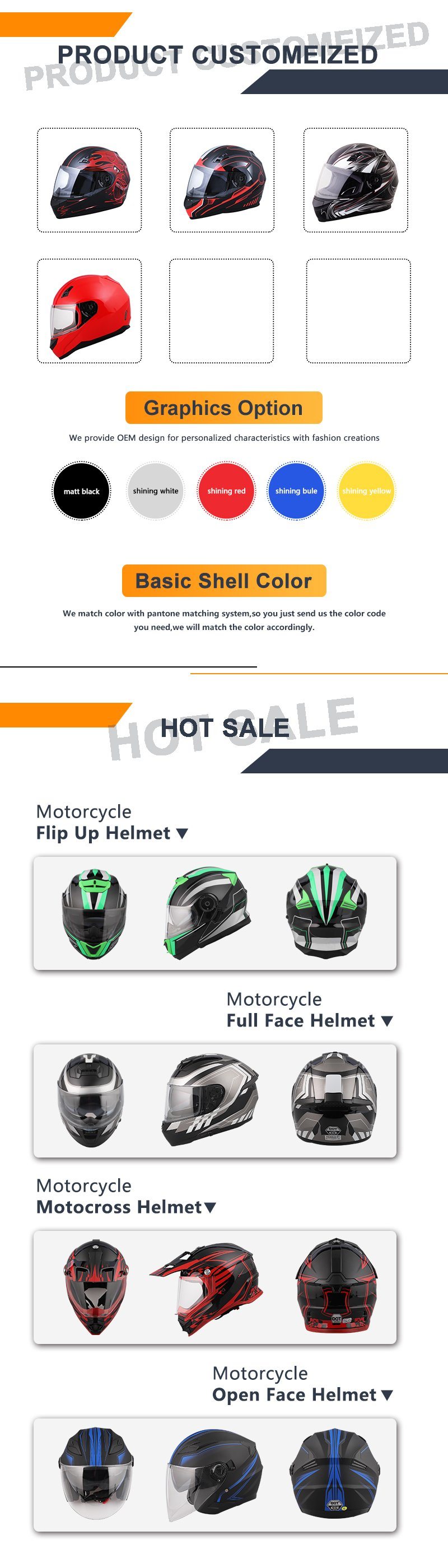 DOT Motorcycle Helmets Full Face Fashion Safety Helmets for Sale