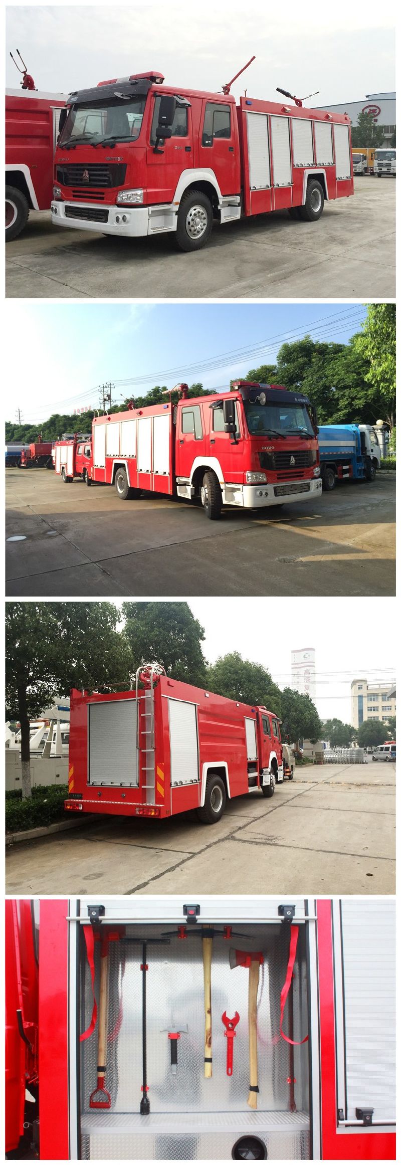 HOWO 4X2 Fire Engine Truck with Fire Extinguisher, 6000L Fire Fighting Truck and Equipment