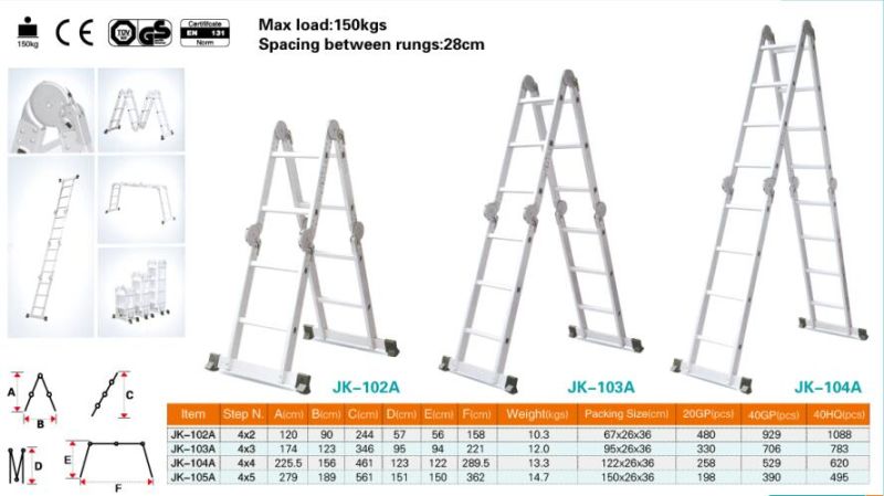 Aluminium Multi-Functional/Multi-Purpose Ladder with Big Hinges