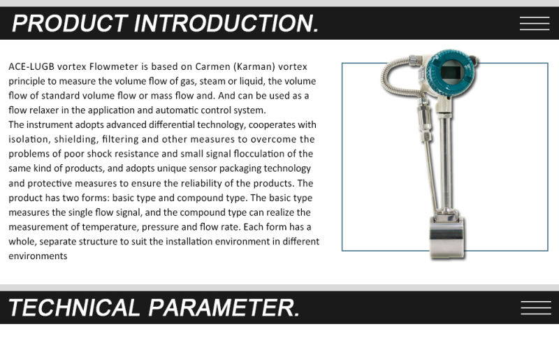 RS485 Modbus Intelligent Digital Compressed Air Flowmeter Vortex Compressed Air Flow Meter