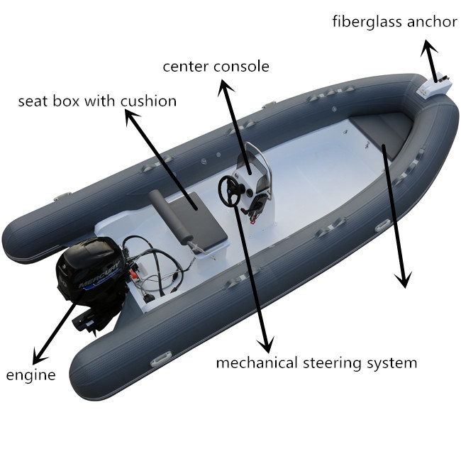 CE 5.5m Open Floor Fiberglass Hull Rescue Rib Boat