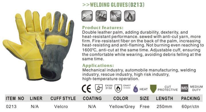 Anti Cut High Temprature Resistant Cow Leather Welding Work Gloves